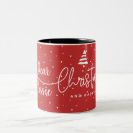 Caneca De Café Em Dois Tons Feliz Natal Vermelho Desejo com Nome Personalizado