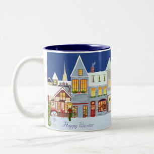 Caneca De Café Em Dois Tons Feliz Natal Winter & Snowman