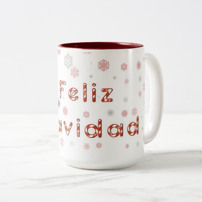 Caneca De Café Em Dois Tons Feliz Navidad (Frente Esquerda)