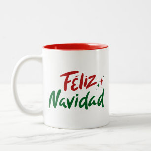 Caneca De Café Em Dois Tons Feliz Navidad Letra à Mão 
