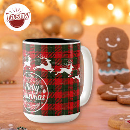 Caneca De Café Em Dois Tons Feliz Papai noel de Natal Reindeer Flannel