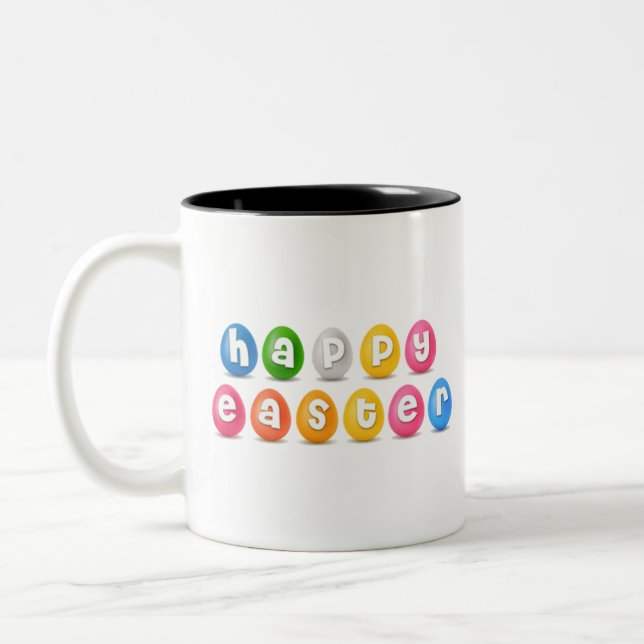 Caneca De Café Em Dois Tons Feliz Páscoa Design de Ovo Fofo (Esquerda)