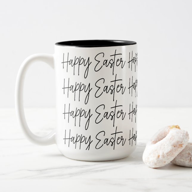 Caneca De Café Em Dois Tons Feliz Páscoa Feliz Páscoa  (Com Donut)