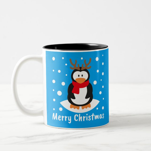 Caneca De Café Em Dois Tons Feliz Pinguim de Natal (Esquerda)