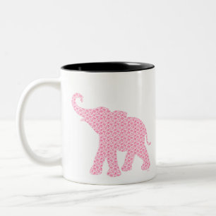 Caneca De Café Em Dois Tons Feliz Pink Elephant-Art Pattern Cute