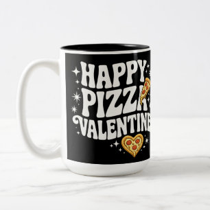 Caneca De Café Em Dois Tons Feliz Pizza do Dia dos Namorados Design Divertido 