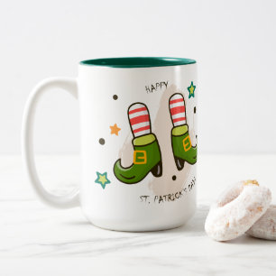 Caneca De Café Em Dois Tons Feliz Rua. Bela Leprechaun Icone do Dia de Patrick