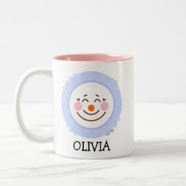 Caneca De Café Em Dois Tons Feliz Snowman Face Personalizado Nome Feriado Dois