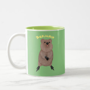 Caneca De Café Em Dois Tons Feliz sorriso, design de desenho animado de quokka