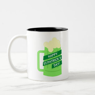 Caneca De Café Em Dois Tons feliz st apóia cerveja verde