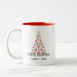 Caneca De Café Em Dois Tons Feliz Woofmas Mug - Pata Imprimir Taça de Natal