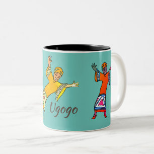 Caneca De Café Em Dois Tons Feliz Zulu Mulheres dançando