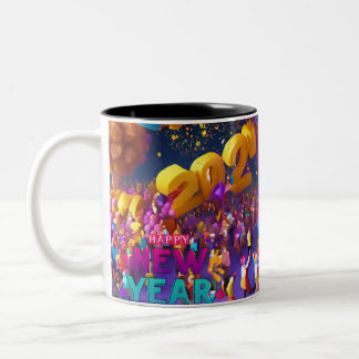 CANECA DE CAFÉ EM DOIS TONS FELIZES ANOS NOVOS 2025