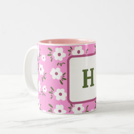 Caneca De Café Em Dois Tons Felizes Flores