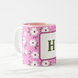 Caneca De Café Em Dois Tons Felizes Flores