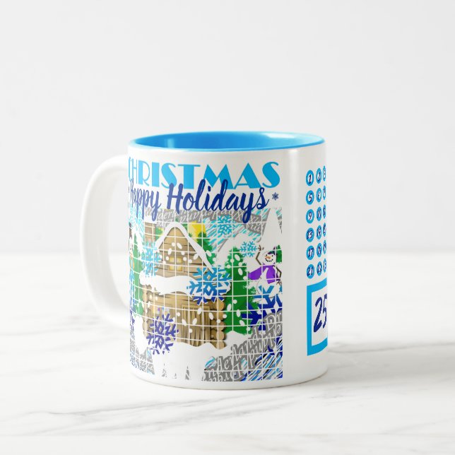 Caneca De Café Em Dois Tons FELIZES HOLIDAYS | WINTER WONDERLAND | Adiantament (Frente Esquerda)