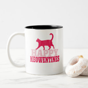 Caneca De Café Em Dois Tons Felizes Meowentines Ofertas de Dia de os namorad