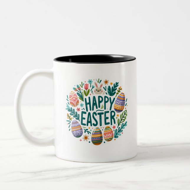 Caneca De Café Em Dois Tons Felz pascoa Graphic Art (Esquerda)