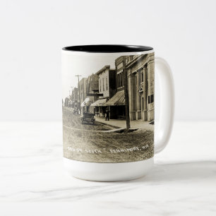 Caneca De Café Em Dois Tons Fenimore Wisconsin Main Street Circa 1900  