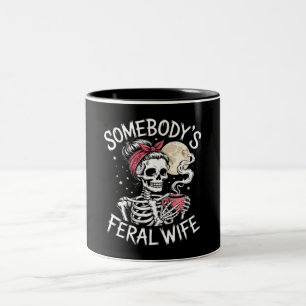 Caneca De Café Em Dois Tons Feral Funny Coffee Amplia Bebendo Piada Crânio