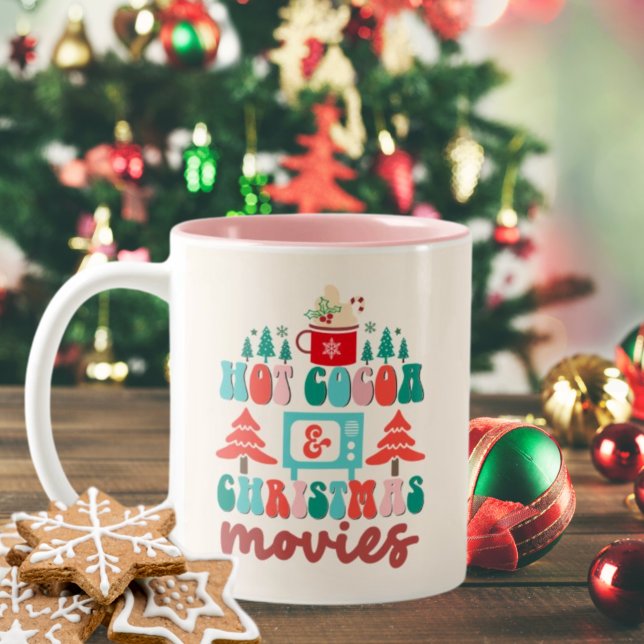 Caneca De Café Em Dois Tons Feriado de Cinema e Filmes de Natal (Criador carregado)