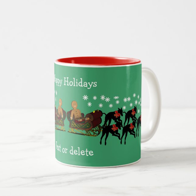 Caneca De Café Em Dois Tons Feriado de Natal de Greyhound Personalizado (Frente Esquerda)