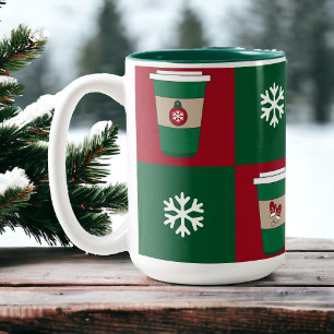 Caneca De Café Em Dois Tons Feriado de Natal Flocos de Neve