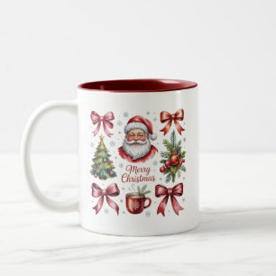 Caneca De Café Em Dois Tons Feriado de Natal Fresco de Natal Fofo Vermelho Ret