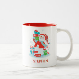 Caneca De Café Em Dois Tons Feriado de Natal Personalizado e Bonito Snowman