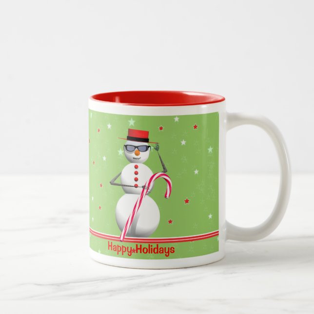 Caneca De Café Em Dois Tons Feriado de Natal Snowman (Direita)