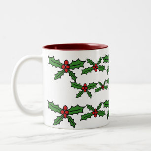 Caneca De Café Em Dois Tons Feriado do azevinho