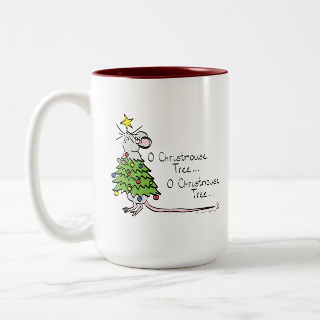Caneca De Café Em Dois Tons Feriado Engraçado do Mouse de Natal (Esquerda)