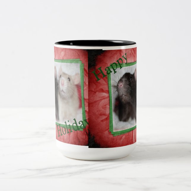 Caneca De Café Em Dois Tons Feriado feliz Ratties (Centro)