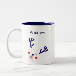 Caneca De Café Em Dois Tons Feriado Personalizado de Urso Polar Azul e Branco