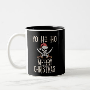 Caneca De Café Em Dois Tons Feriado Pirata Yo Ho Ho Natal Papai Noel Embarcand
