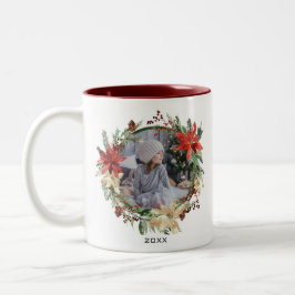 Caneca De Café Em Dois Tons Feriado Rustic Floral e Ano