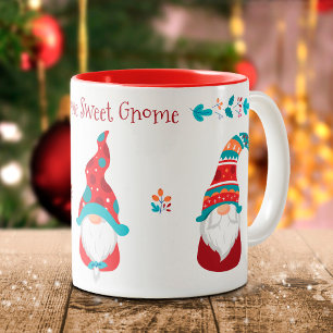 Caneca De Café Em Dois Tons Feriado Simples do Elf Moderno Gnomet Sweet Gnomet