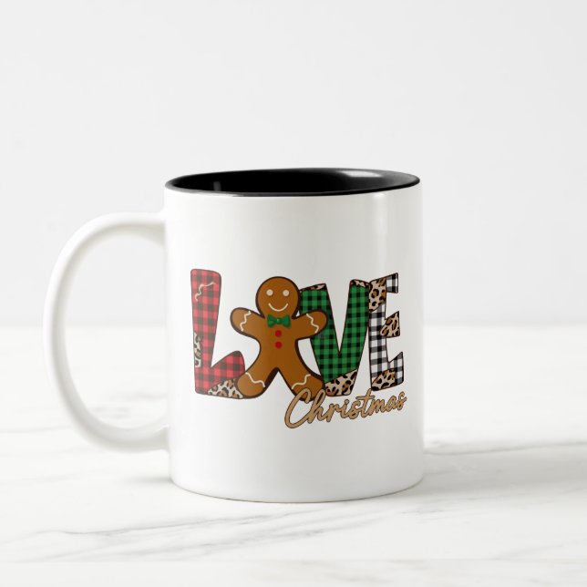 Caneca De Café Em Dois Tons Feriado Xmas da Família Gingerbird de Natal (Esquerda)
