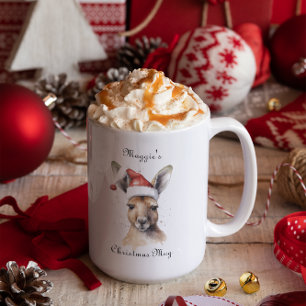 Caneca De Café Em Dois Tons Férias Alegres, Canguru de Natal personalizado
