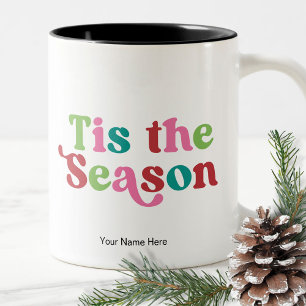 Caneca De Café Em Dois Tons Férias de Natal Cores Divertidas e Iluminadas Mode