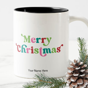 Caneca De Café Em Dois Tons Férias de Natal Cores Divertidas e Iluminadas Mode