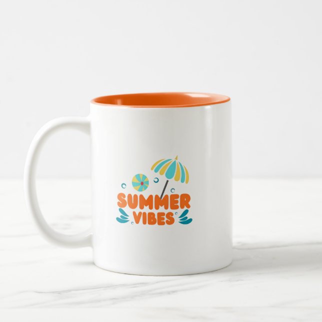 Caneca De Café Em Dois Tons Férias de Vibrações de Verão (Esquerda)