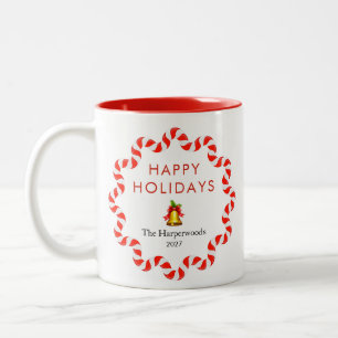 Caneca De Café Em Dois Tons Férias Felizes Cana de Açúcar Moderna Natal Famíli