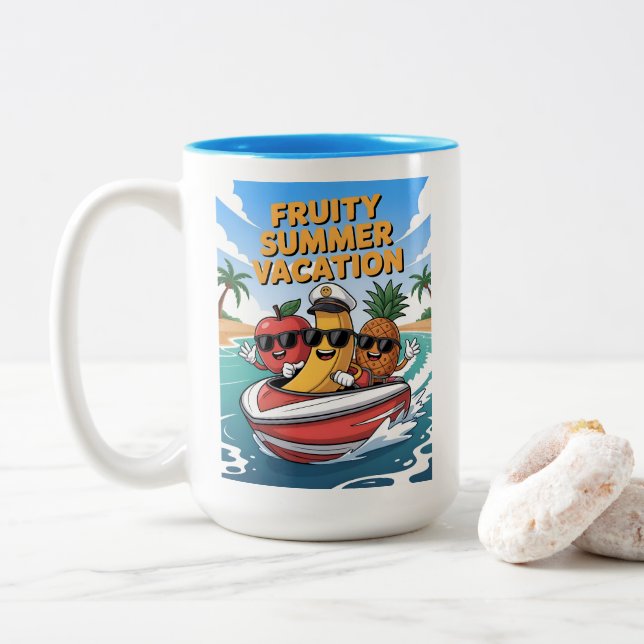 Caneca De Café Em Dois Tons Férias Fruity Summer (Com Donut)