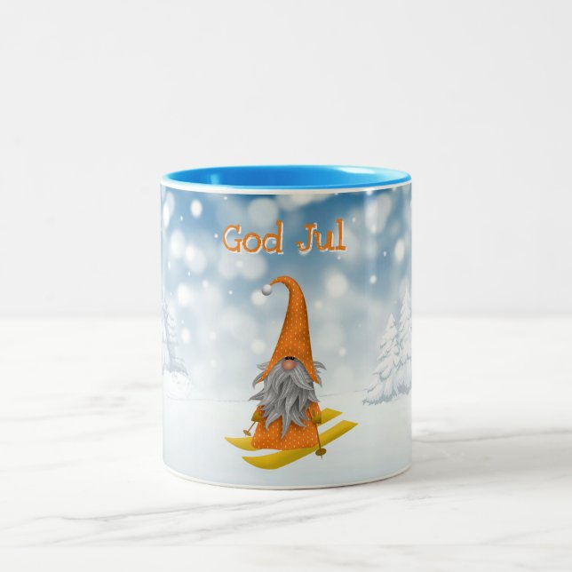 Caneca De Café Em Dois Tons Férias| Laranja de neve com esqui Nisse (Centro)