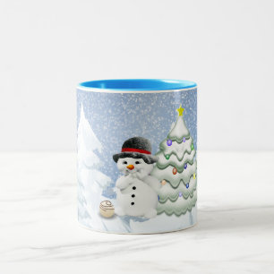 Caneca De Café Em Dois Tons Férias  Neve de chocolate em forma de neve