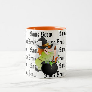 Caneca De Café Em Dois Tons Fermentação da bruxa do nome do Caneca-Costume d