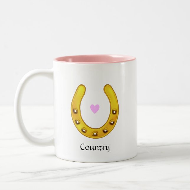 Caneca De Café Em Dois Tons Ferradura Dourada & Coração (Esquerda)