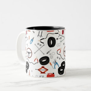 Caneca De Café Em Dois Tons Ferramentas Automotivas Mecânicas De Automóveis