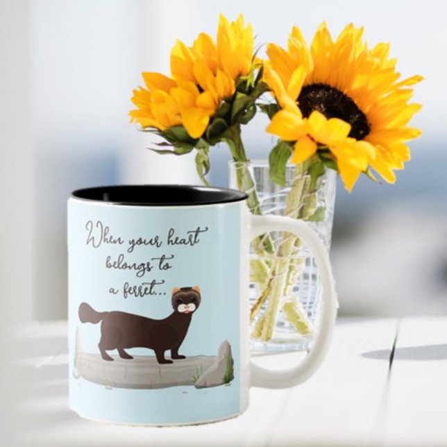 Caneca De Café Em Dois Tons Ferret! Cute gift for ferret loving friend! (Criador carregado)